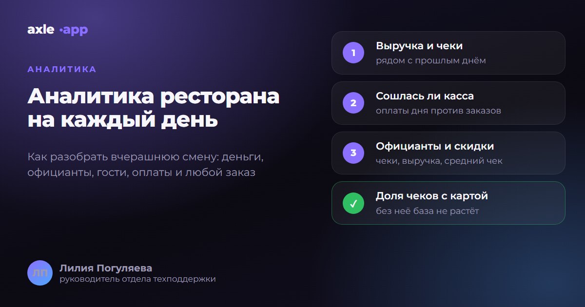 Аналитика ресторана на каждый день: как разобрать вчерашнюю смену