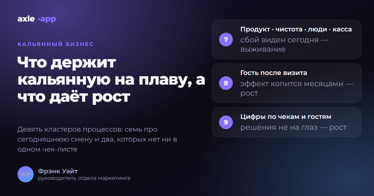 Кальянный бизнес: какие процессы держат заведение на плаву, а какие дают рост