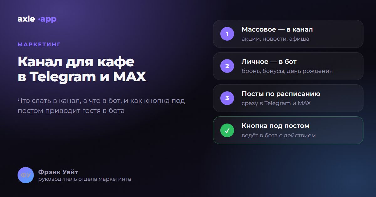 Канал для кафе: как вести канал в Telegram и MAX и не потерять бота